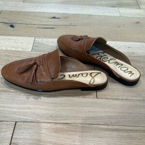 Sam Edelman Brown Leather Tassel Mule Women’s Loafers size 9